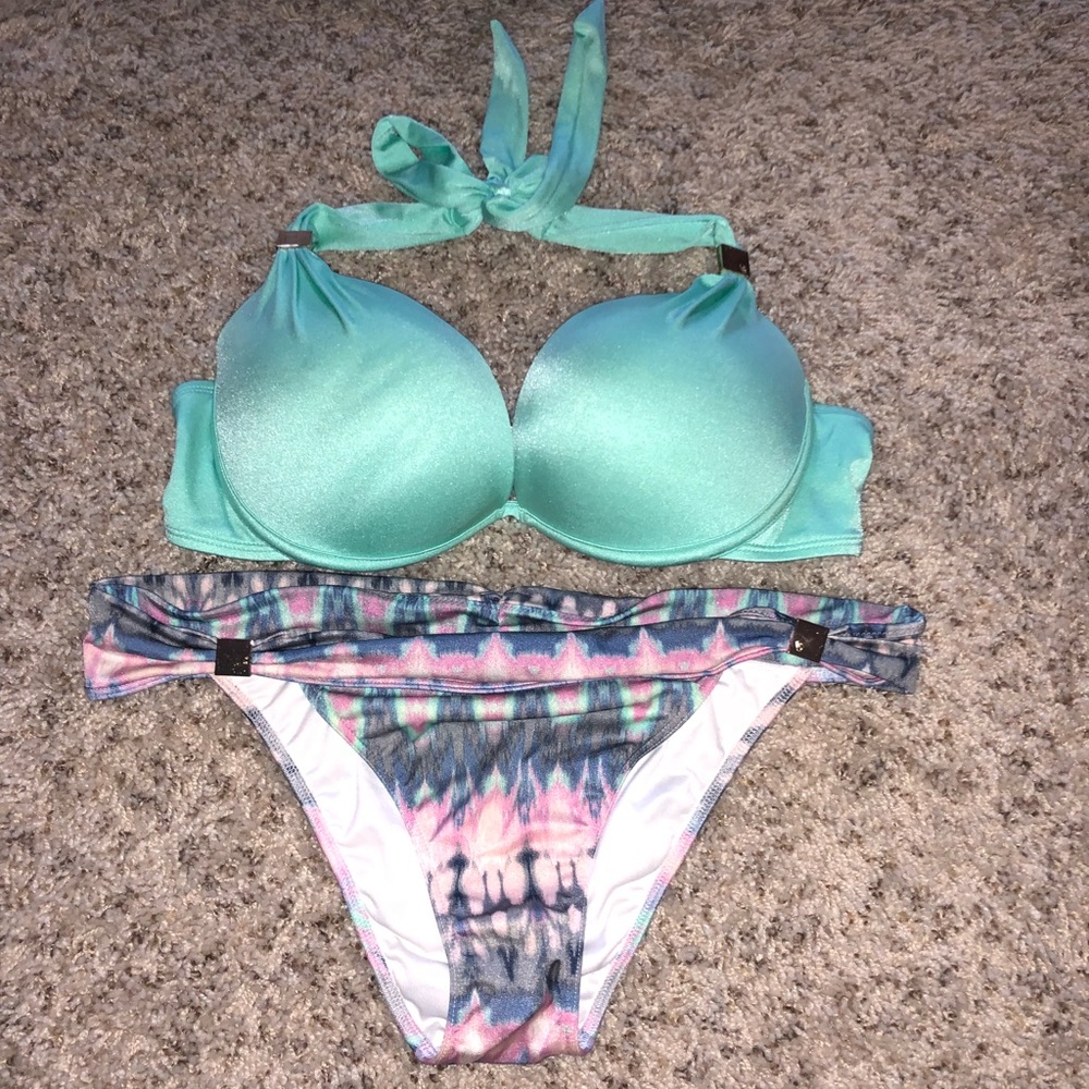 Victoria’s Secret teal swimsuit bikini push up